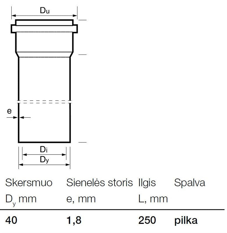 Rura kanalizacyjna wewnętrzna PP Wavin, Ø 40 mm, 0,25 m