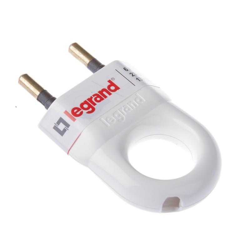 LEGRAND Plug, 2P, 6A, 230V, white