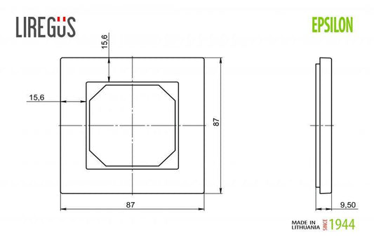 Vienvietis rėmelis LIREGUS EPSILON, juodas matinis stiklas
