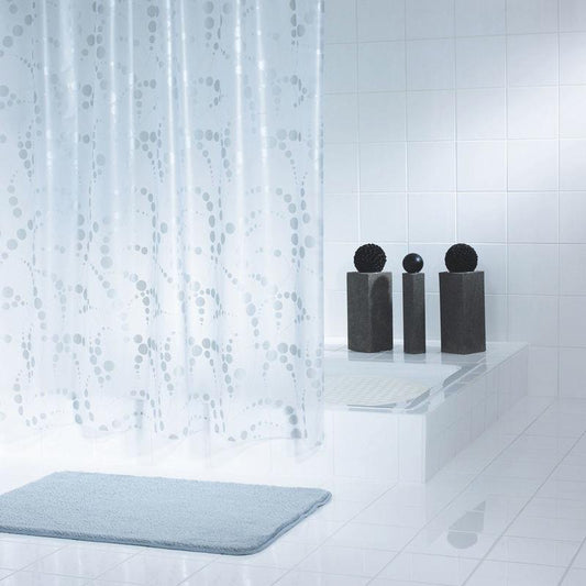 RIDDER DOTS SILVER Shower Curtain 32377, 200×180 cm