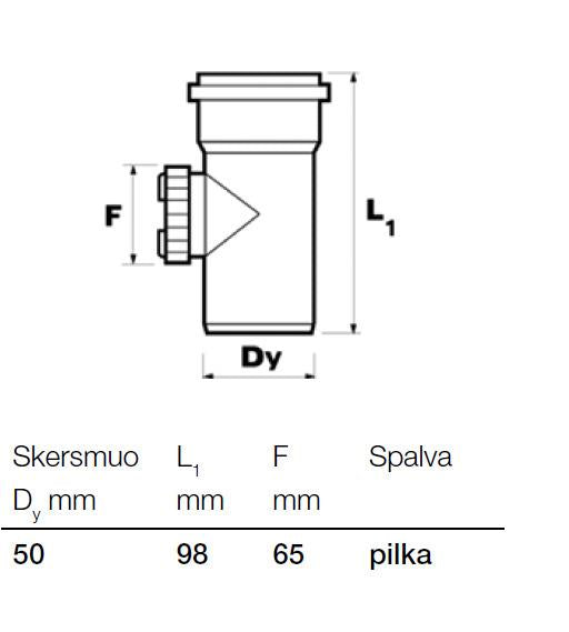 Vidaus kanalizacijos pravala Wavin, Ø 50 mm
