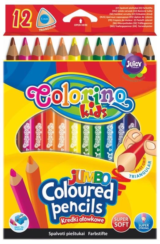 Spalvoti pieštukai COLORINO JUMBO 51859PTR, 12 spalvų