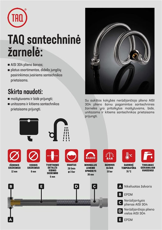 Santechninė žarnelė Tucai Taq Fil-Nox, V3/8''-V3/8", 50 cm