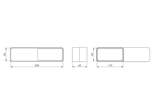 Ventiliacijos mova EUROPLAST, 220 x 55 mm – 110 x 55 mm