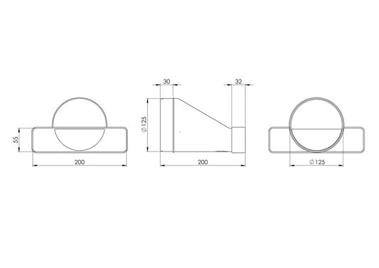 Ventiliacijos perėjimas EUROPLAST, 220 x 55 mm, D125