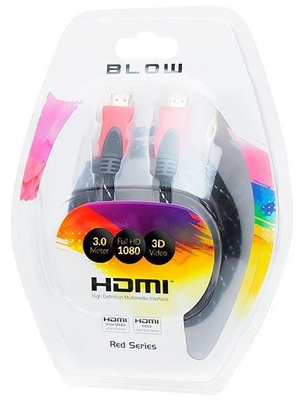 Cable BLOW HDMI M, HDMI M, 3m, black/red 92-056#