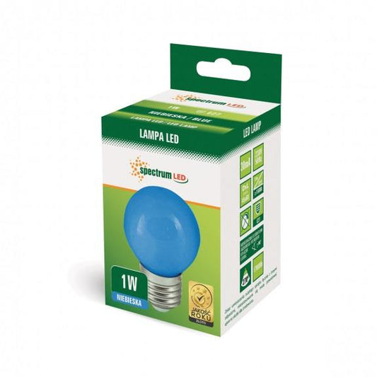 Spectrum LED Bulb, P45, E27, 1W, blue