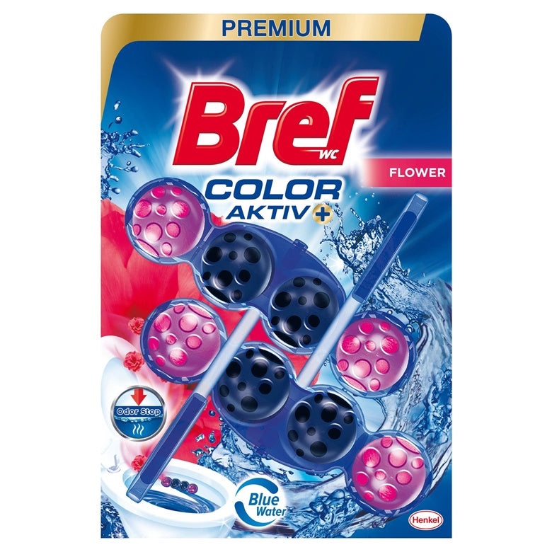 Toilet cleaner-freshener BREF BLUE AKTIV FLOWERS, 2×50 g