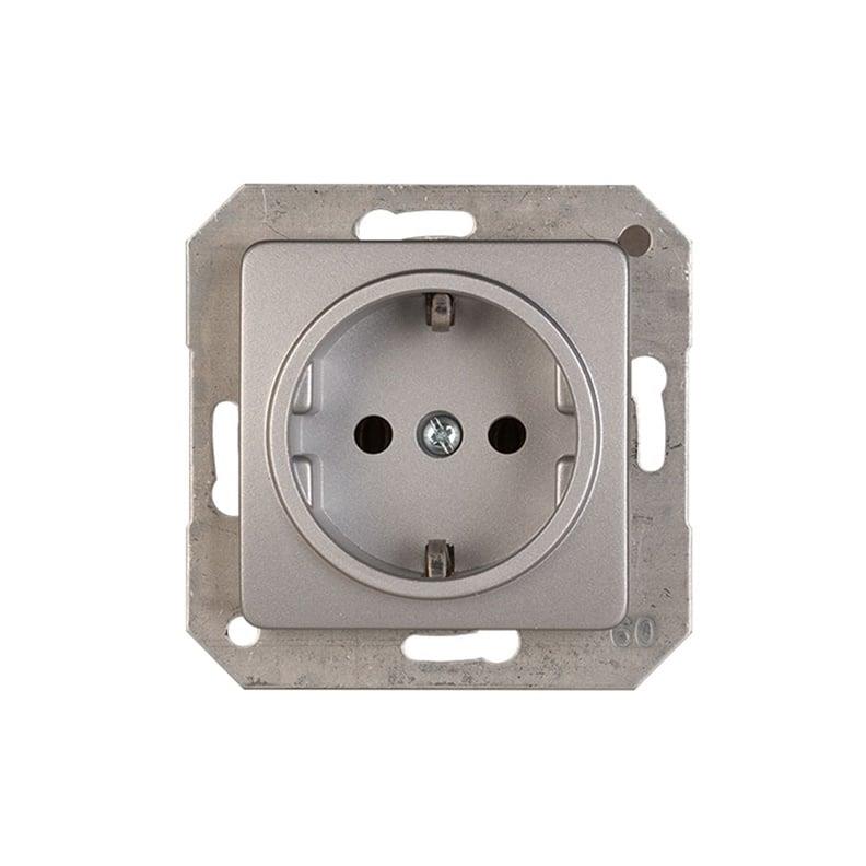 Wall socket VILMA SL250, with earthing, metal colour