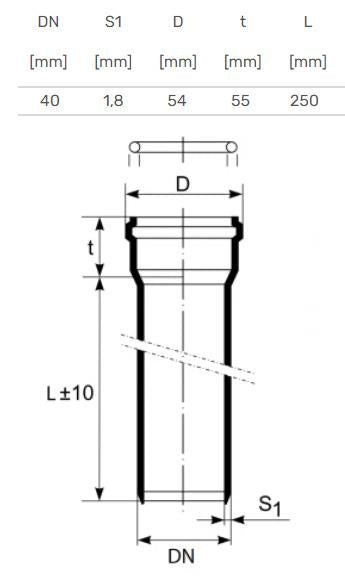HTplus Waste Pipe, Ø 40 mm, 0.25 m, white
