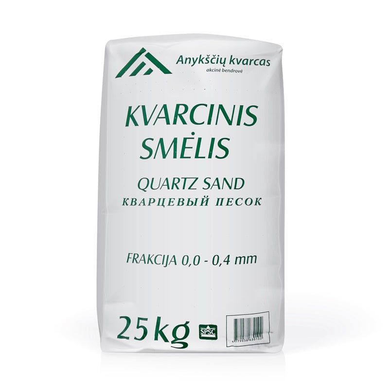 Kvarcinis smėlis 0–0,4 mm, 25 kg, 40