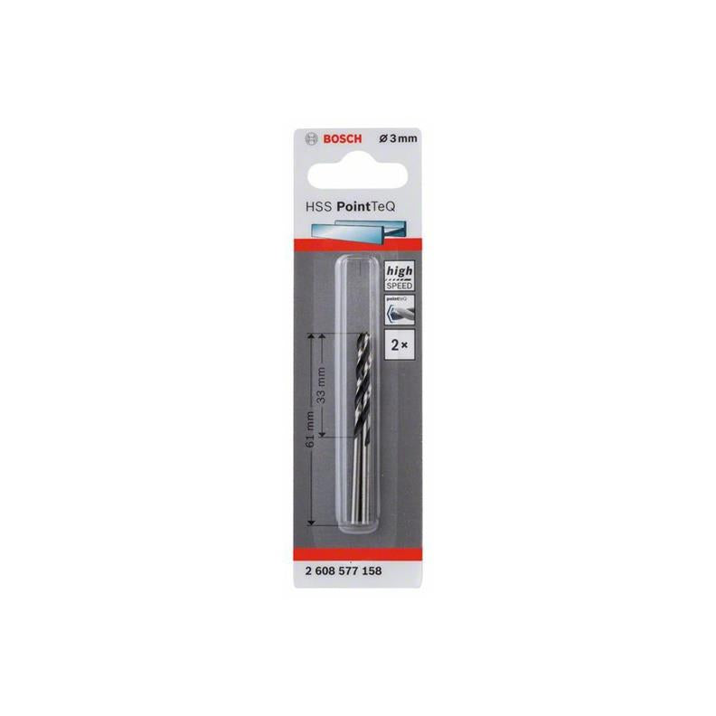 Metal drill bit Bosch Pointteq, 3x61 mm, 2 pcs