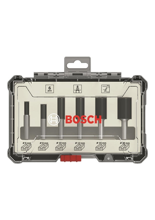 Router bit set Bosch Straight, 6-piece, 8 mm