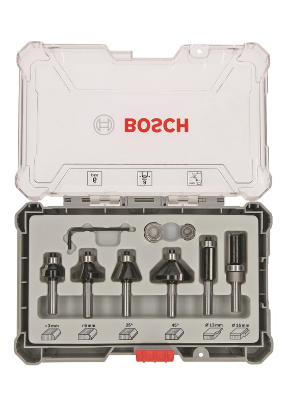 Frezų komplektas Bosch Trim & Edging, 6 dalių, 8 mm
