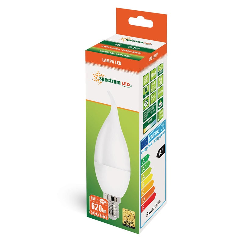 Spectrum LED Bulb, B38, E14, 8W, 620LM, 3000K