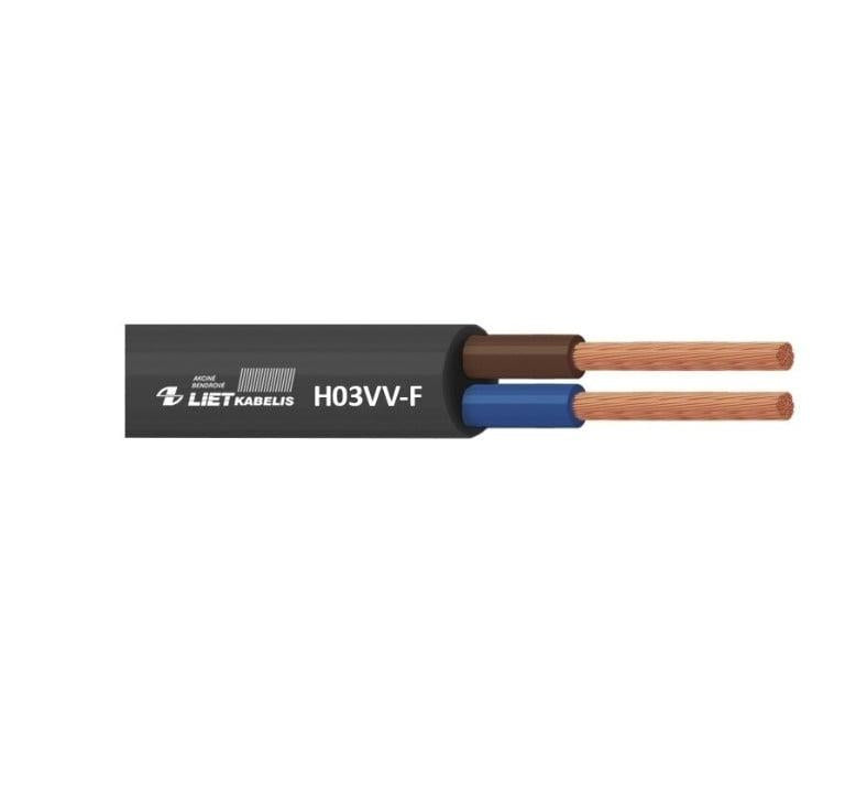 Lietkabelis H03VV-F cable, 2 x 0.75 mm², black, 25 m