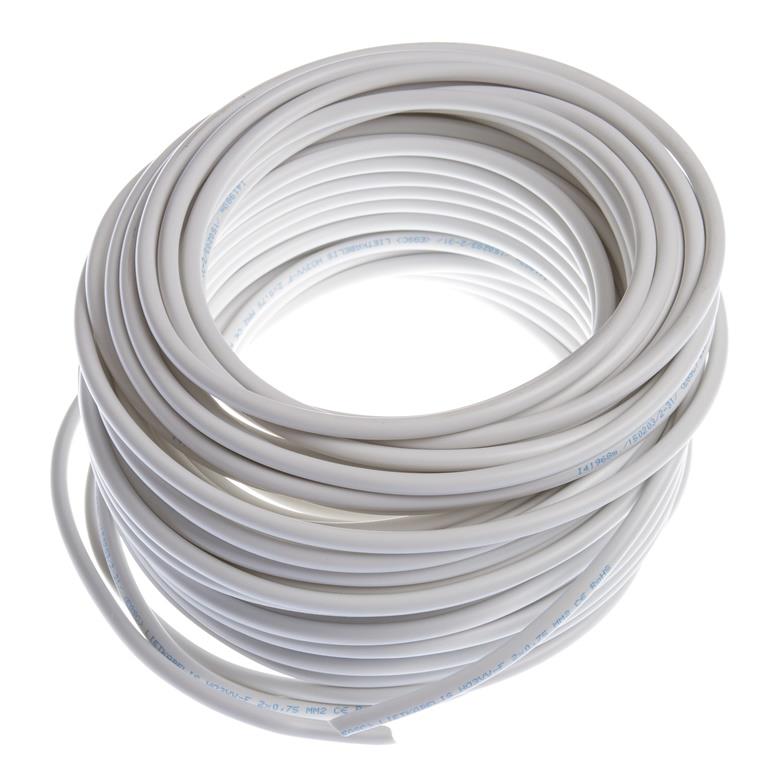 Cable Lietkabelis H03VV-F, 2 x 0.75 mm², white, 25 m