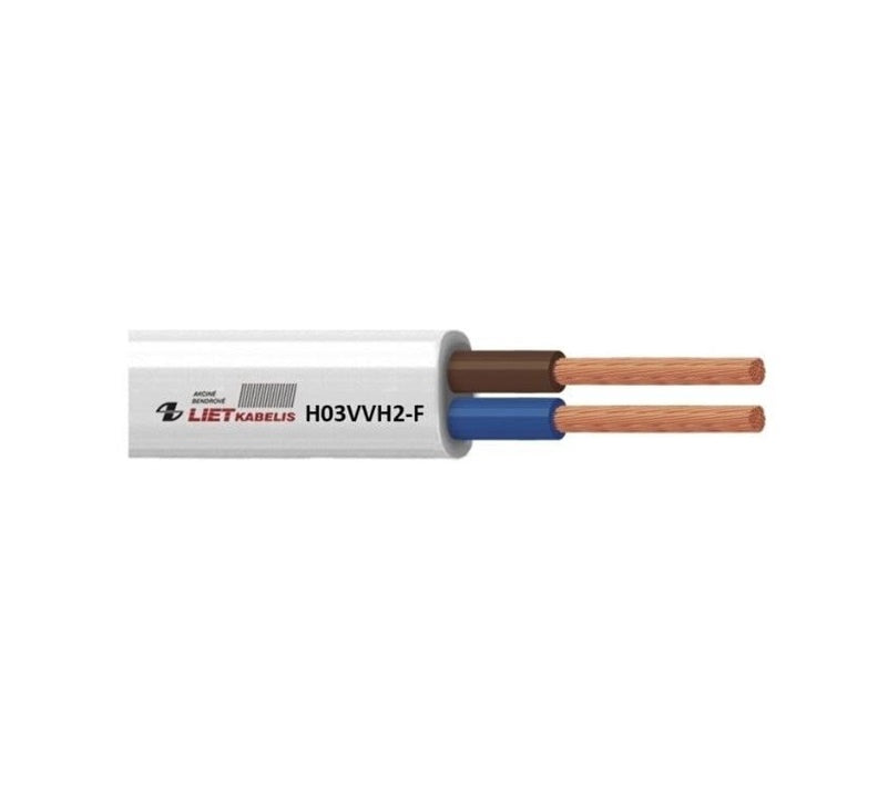 Kabel Lietkabelis H03VVH2-F, 2 x 0,75 mm², biały, 50 m