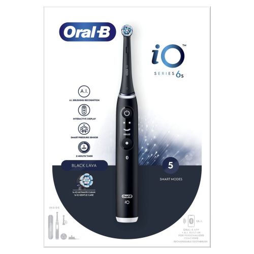 Oral-B elektrinis dantų šepetėlis iO Series 6s Rotating/Oscillating, Lava, juoda spalva
