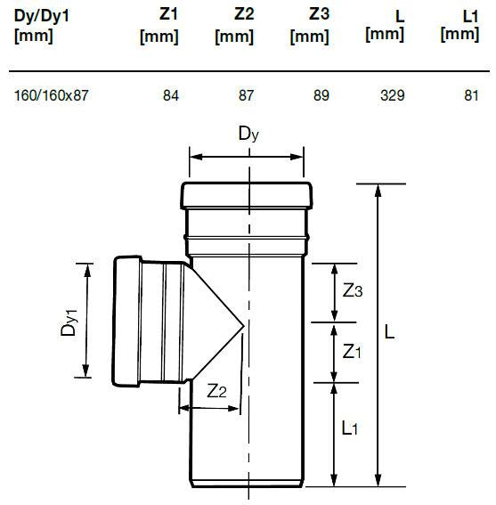 Trójnik kanalizacyjny zewnętrzny Wavin, Ø 160 / 160 mm, 87°