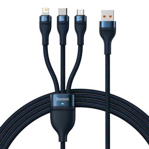 Baseus Universal laidas Flash Series II 3-in-1 greitasis įkrovimas duomenų laidas (USB-A į Micro + Lightning + Type-C) 66 W