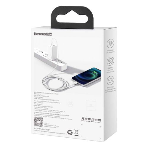 Baseus Type-C - Lightning Superior Series greitasis įkrovimas duomenų laidas PD 20 W 1m (CATLYS-A02), balta spalva