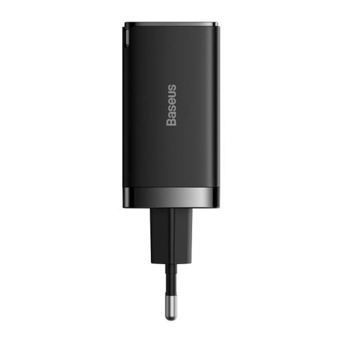 Baseus kelioninis įkroviklis GaN5 Pro Fast sieninis įkroviklis, C+C+U, QC, AFC, PD 65 W su Type-C į Type-C (100 W) 1m