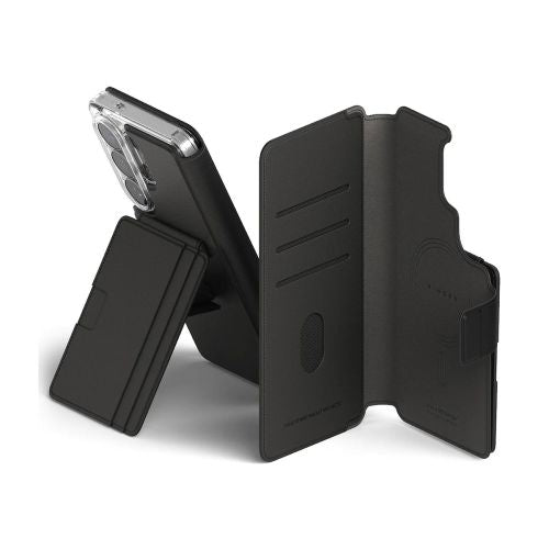 Ringke Galaxy S26 Plus dėklas Folio stovas Wallet magnetinis, juoda spalva