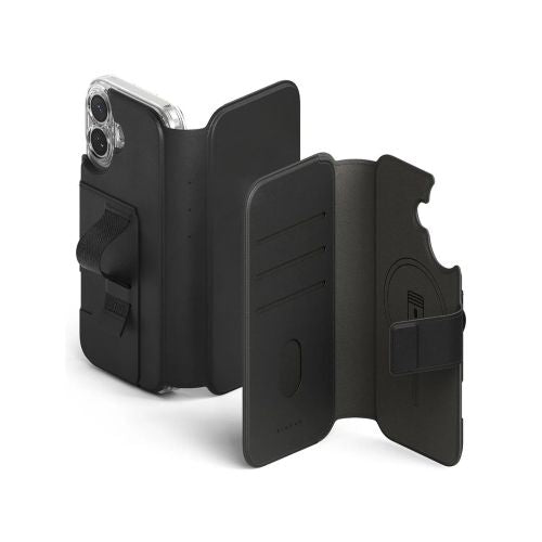 Ringke iPhone 17 dėklas Folio Grip Wallet magnetinis, juoda spalva