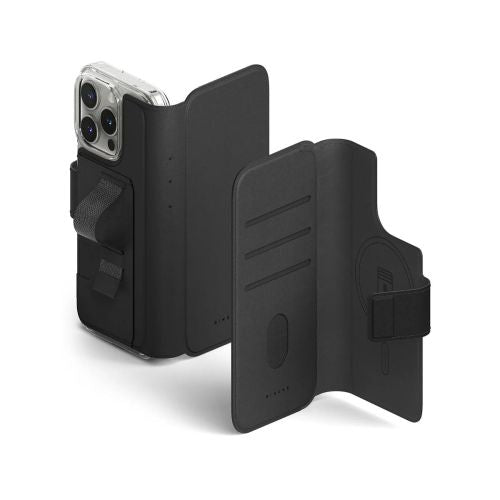 Ringke iPhone 16 Pro/16 dėklas Folio Grip Wallet magnetinis, juoda spalva