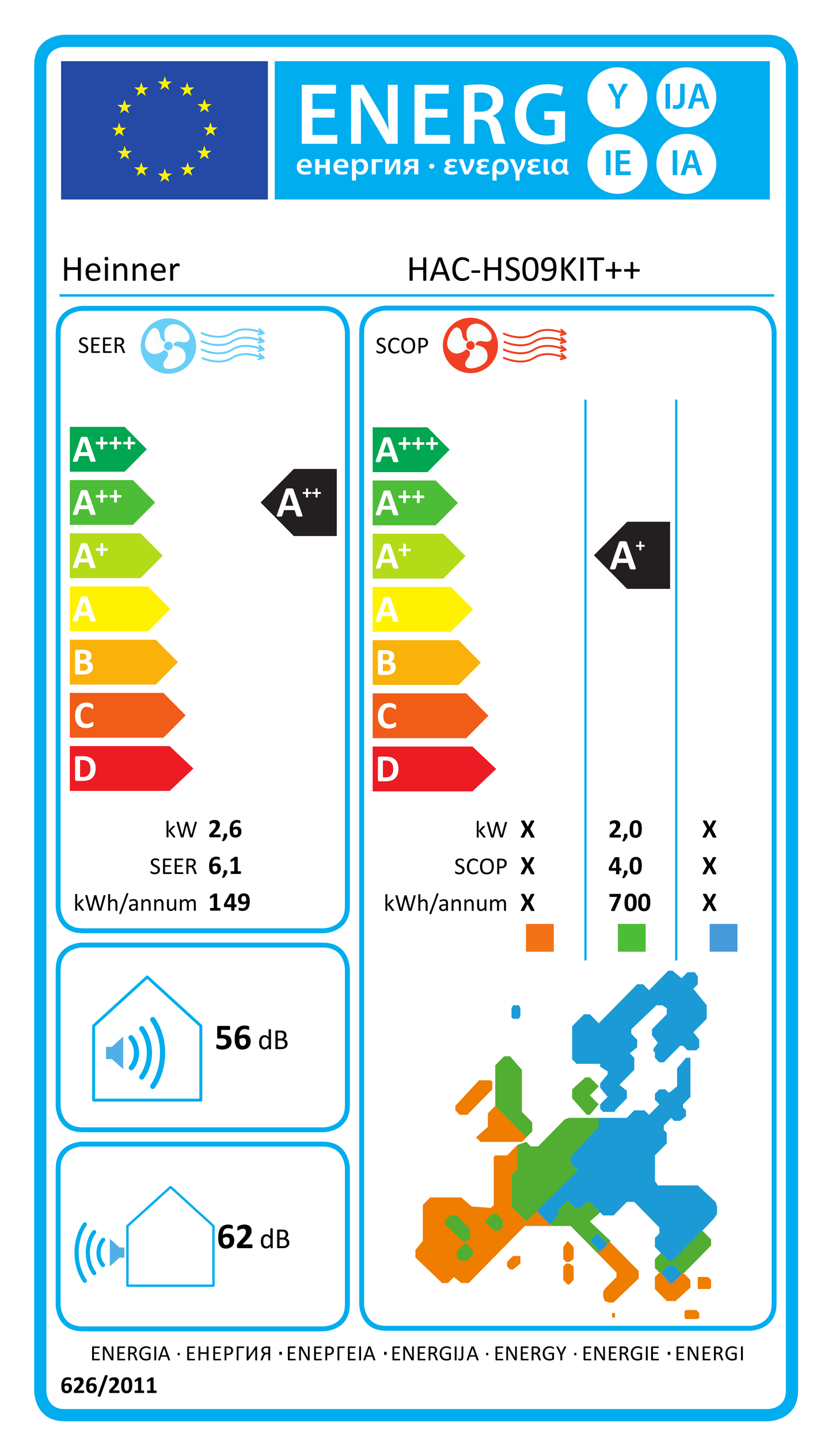 Oro kondicionierius OPAL, KIT 2.6kW/2.7kW HAC-HS09KIT++ HEINNER