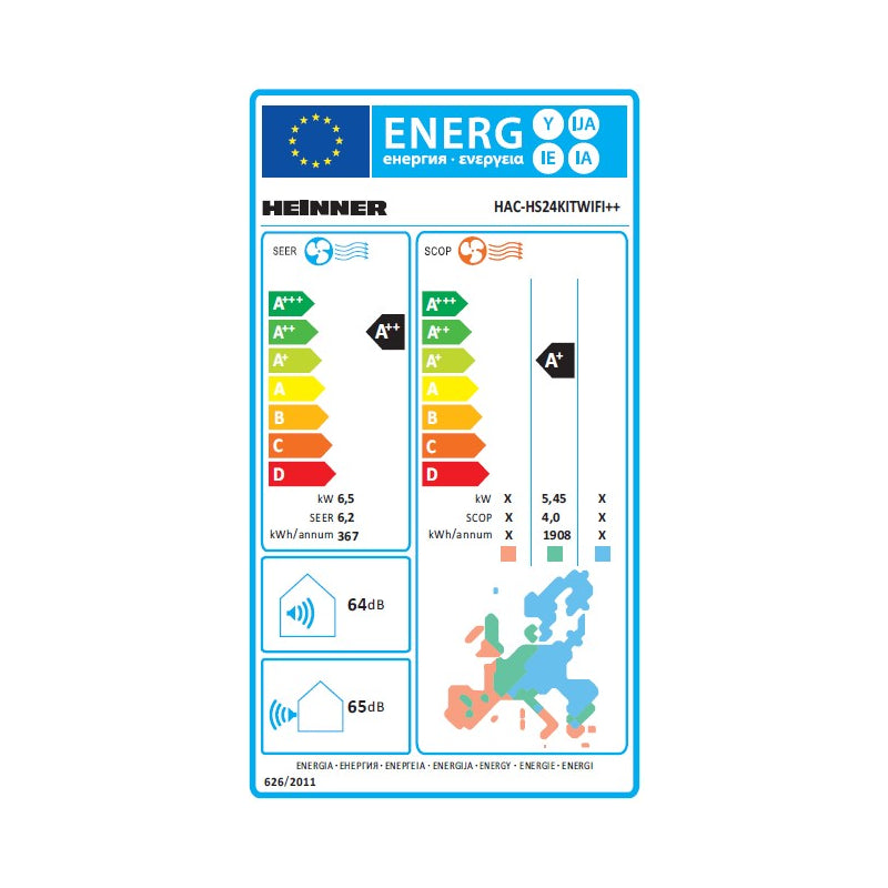 Oro kondicionierius OPAL, KIT+WIFI 6.5kW/7.1kW HAC-HS24KITWIFI++ HEINNER