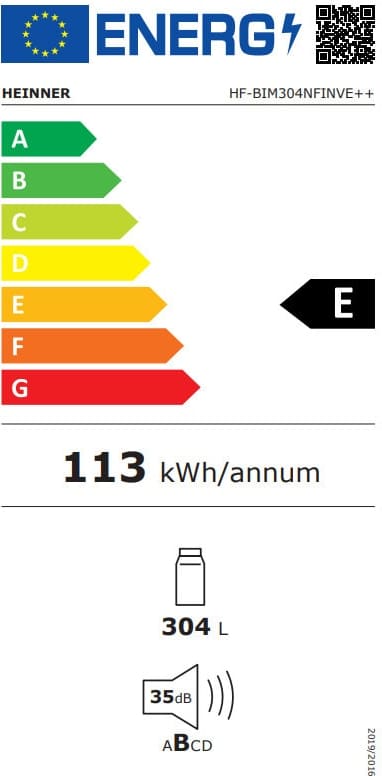 Įmontuojama šaldytuvas HF-BIM304NFINVE++ HEINNER