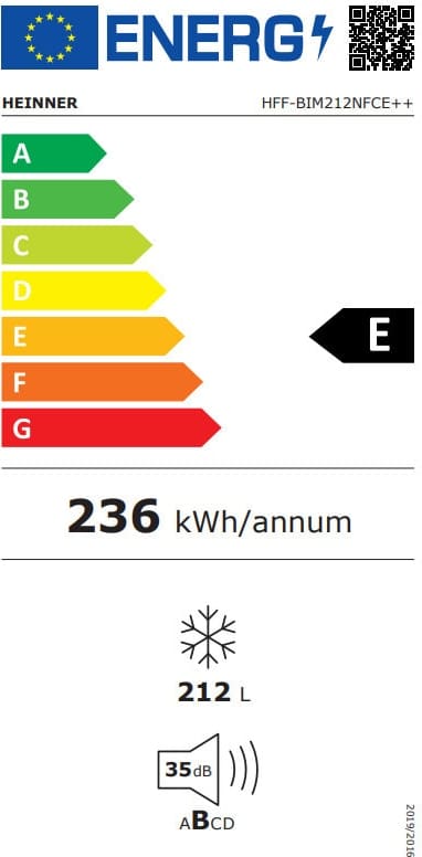 Įmontuojama Šaldiklis HFF-BIM212NFCE++ HEINNER