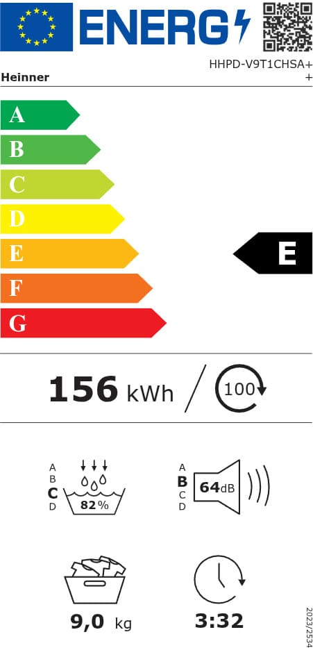 Skalbinių džiovyklė 9kg HHPD-V9T1CHSA++ HEINNER