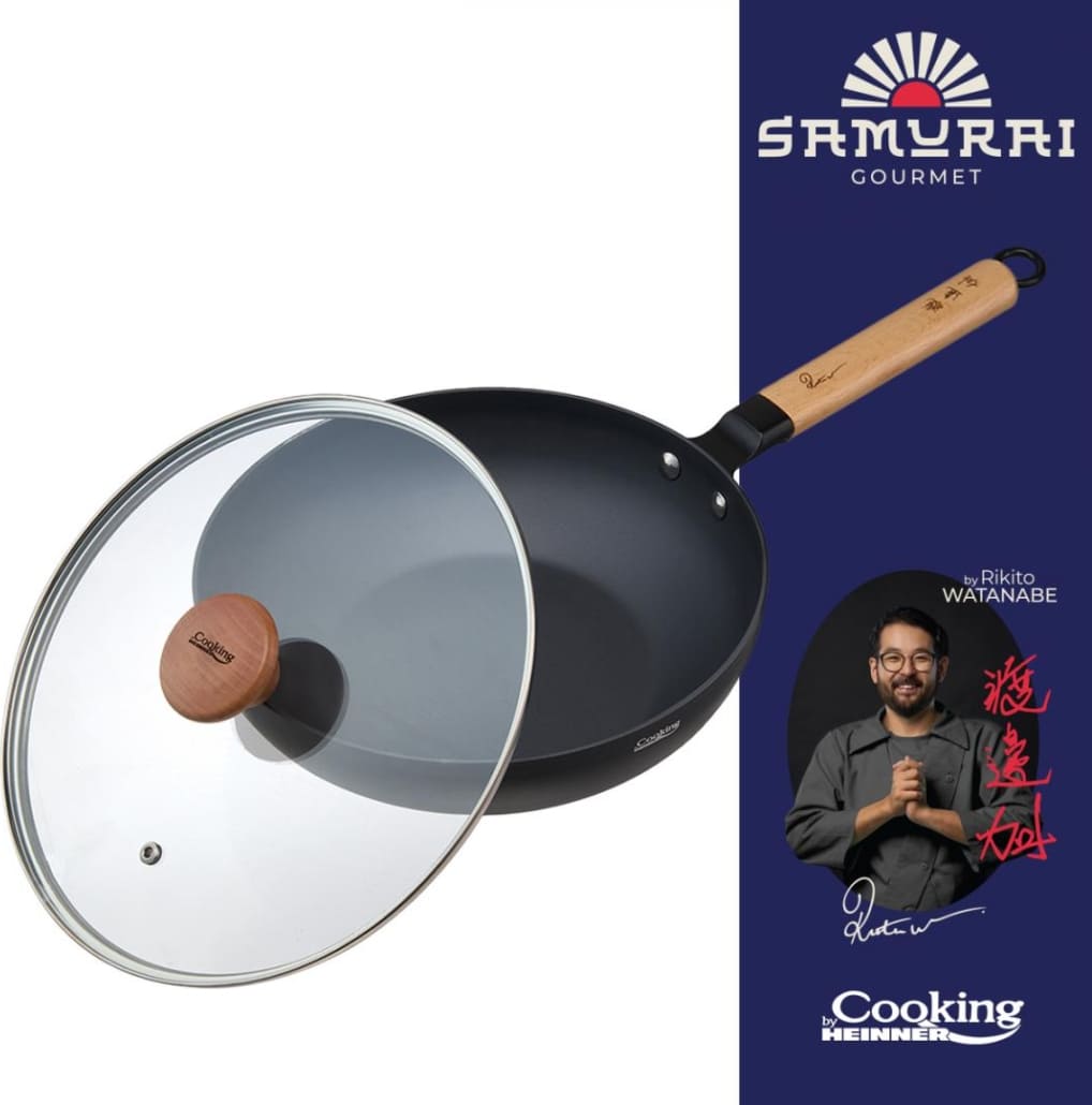 Wok keptuvė su dangčiu aliuminio su keramikos danga 26x7.5cm HR-SNT-W26 HEINNER