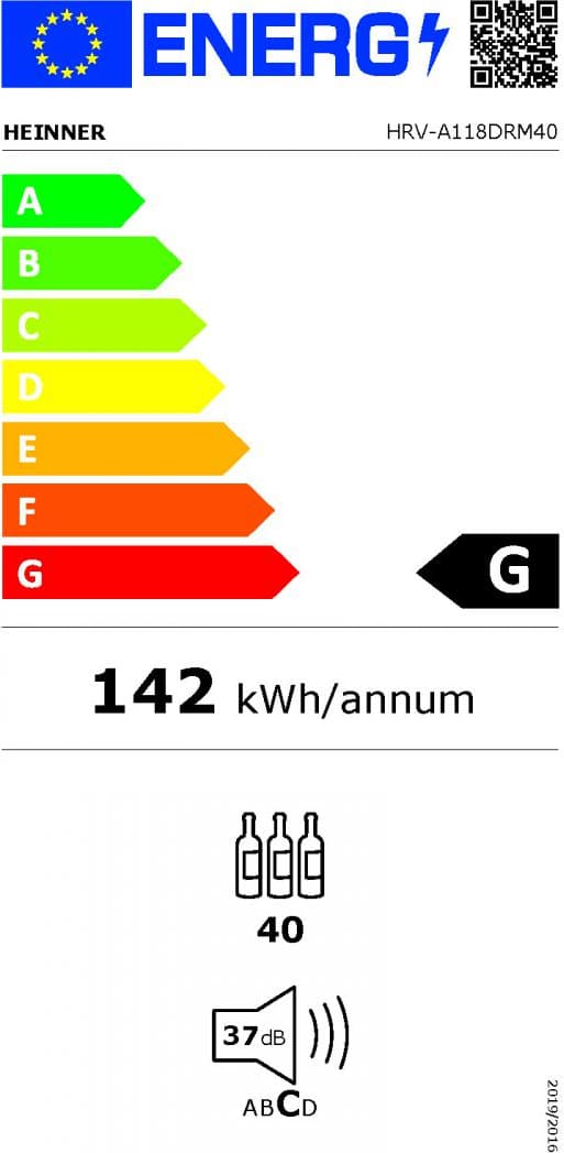 Vyno spintelė HRV-A118DRM40 HEINNER