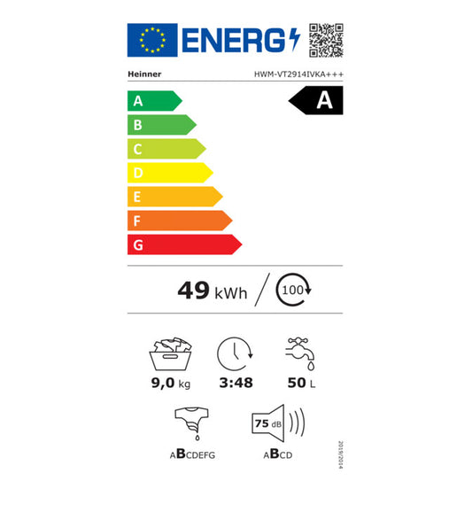 Skalbimo mašina 9kg HWM-VT2914IVKA+++ HEINNER
