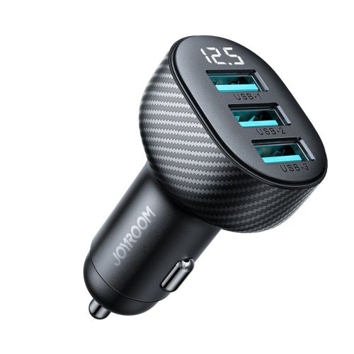 Joyroom automobilinis įkroviklis su skaitmeninis Display, U+U+U, 17 W, (JR-CCD03), juoda spalva