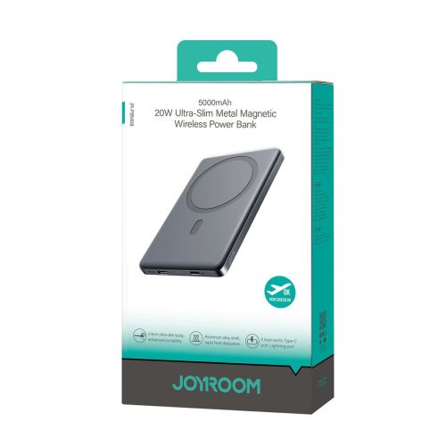 Joyroom išorinė baterija magnetinis belaidis įkrovimas, MagSafe, 20 W, C+Lightning. PD 20 W, 5000 mAh su Type-C - USB-C