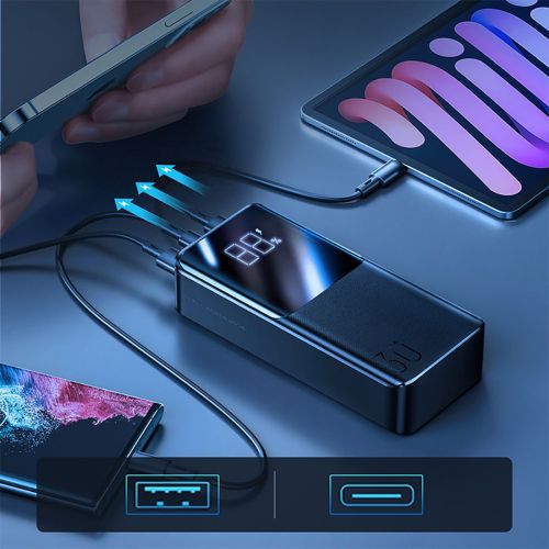 Joyroom išorinė baterija su skaitmeninis Display C+U+U, PD 22.5 W, 30000 mAh, (JR-QP193), juoda spalva