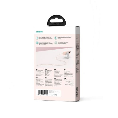 Joyroom USB - Type-C Multi-Color Series greitasis įkrovimas ir duomenų laidas, 100 W, 1m, (S-A34), rožinė spalva