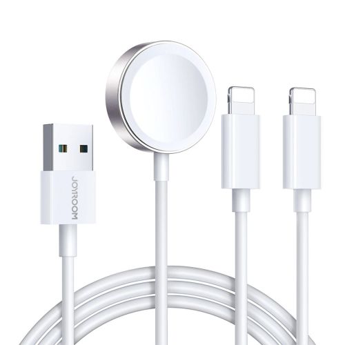 Joyroom belaidis įkroviklis 3-in-1 Qi+Lightning+Lightning laidas skirtas iPhone ir Apple Watch All Series su USB laidas 1.2m