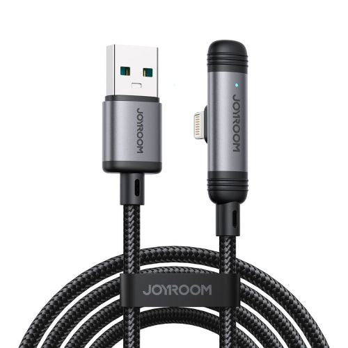 Joyroom USB - Lightning EnjoyX Series 90 Degree laidas A56, 3A, 480mb/s, 1.2m, (S-A56), juoda spalva