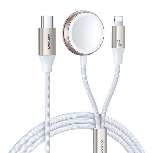 Joyroom belaidis Apple Watch įkroviklis su Type-C ir Lightning laidas 1.5m, 3.5 W, (S-IW012), balta spalva