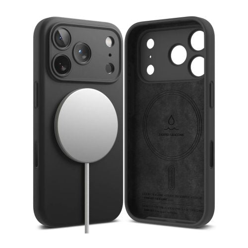 Ringke iPhone 17 Pro dėklas Silicone magnetinis, juoda spalva