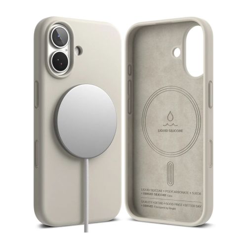 Ringke iPhone 17 dėklas Silicone magnetinis, akmens spalva