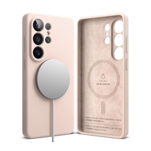 Ringke Galaxy S26 Ultra dėklas Silicone magnetinis, rožinio smėlio spalva