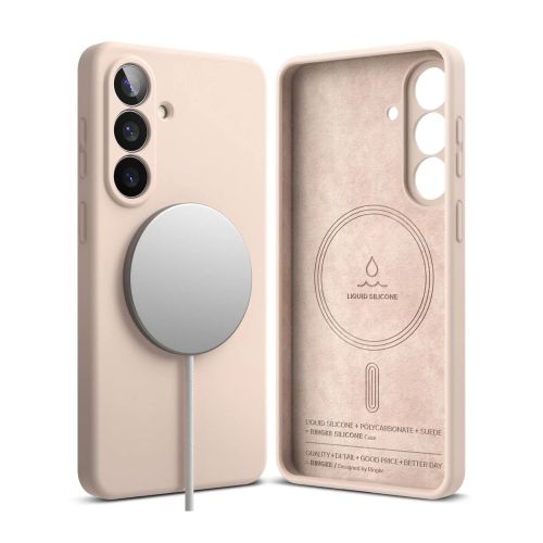 Ringke Galaxy S26 Plus dėklas Silicone magnetinis, rožinio smėlio spalva