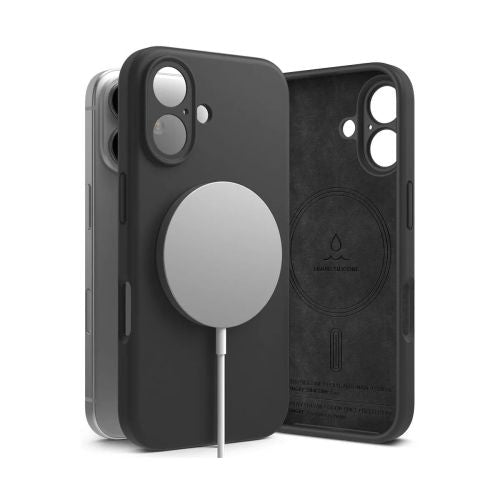 Ringke iPhone 16 dėklas Silicone magnetinis, juoda spalva